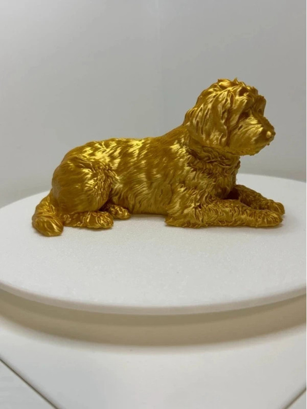 Gold Goldendoodle Dog Figurine โ 6" Long โ Dog Lover Decor Gift